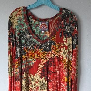 Johnny Was Multicolor Floral Long Sleeve Top